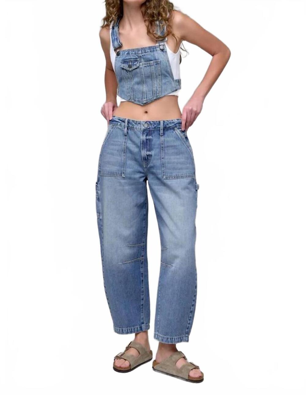 NEW HIDDEN women's inseam cropped sammie barrel jeans in medium vintage